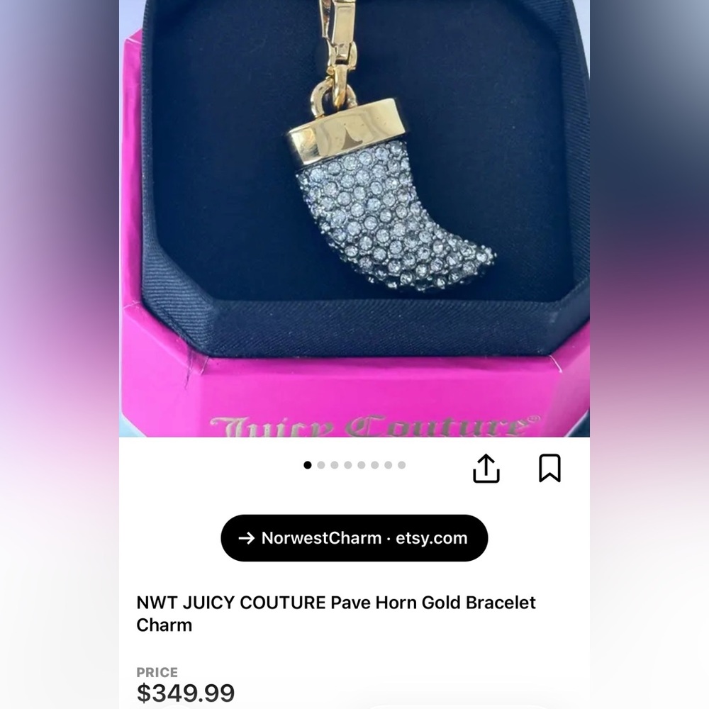 NWOT AUTHENTIC Juicy Couture Micro Pavé Horn Charm RARE - Picture 5 of 5